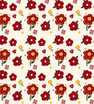 红色花卉图案背景