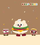 可爱汉堡包与饮料卡通形象