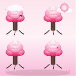 可爱粉色云朵树卡通形象