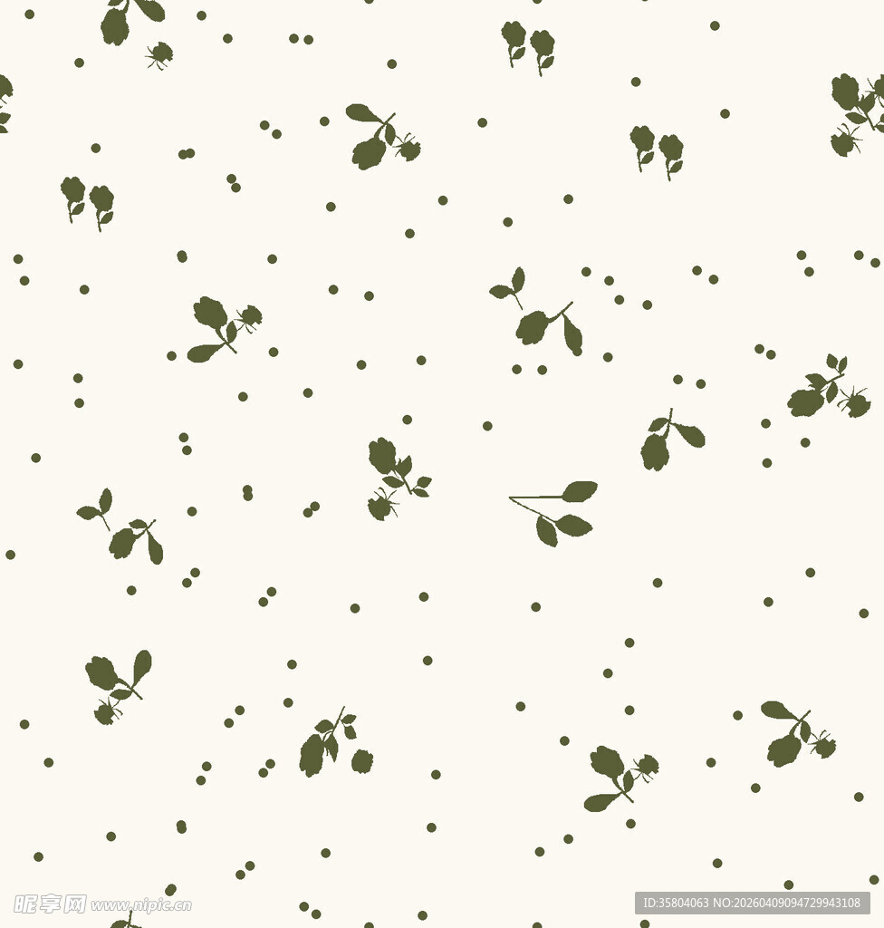 绿叶碎花白色背景图案