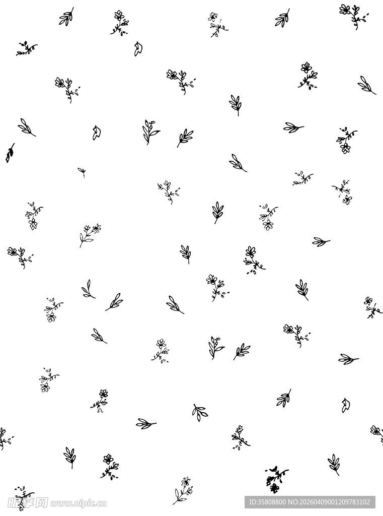 黑白简约植物图案背景