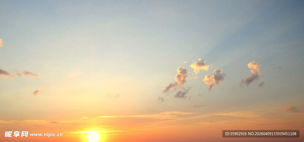 夕阳下飞鸟翱翔的美景