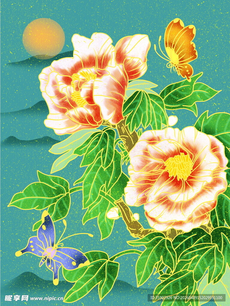 花卉插画图色彩明艳动人