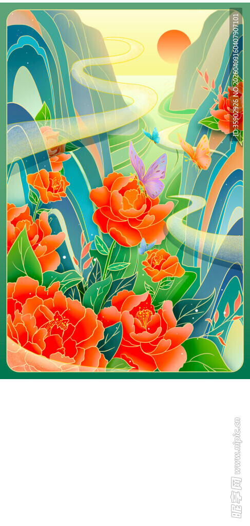 梦幻花丛中的绚丽桥梁