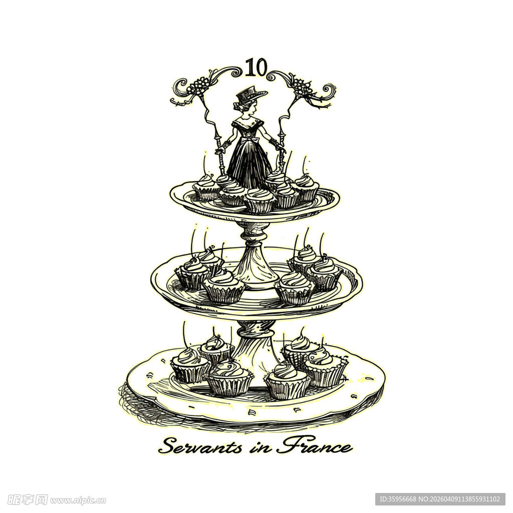 三层英式 下午茶 无背景矢量图