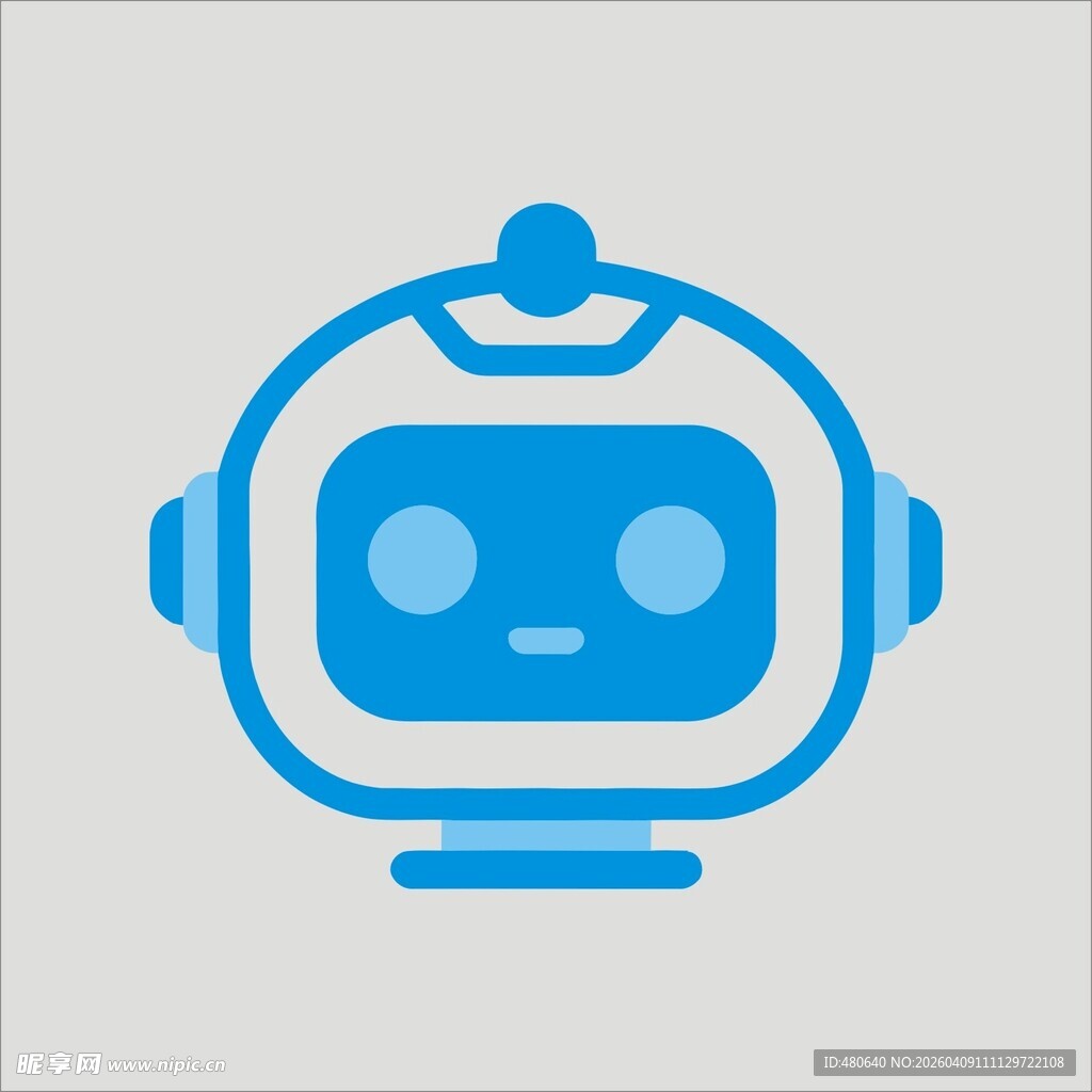 简约蓝色机器人图标