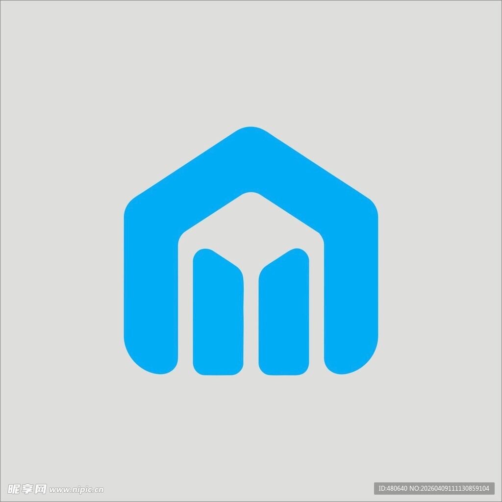 蓝色房屋形状图标