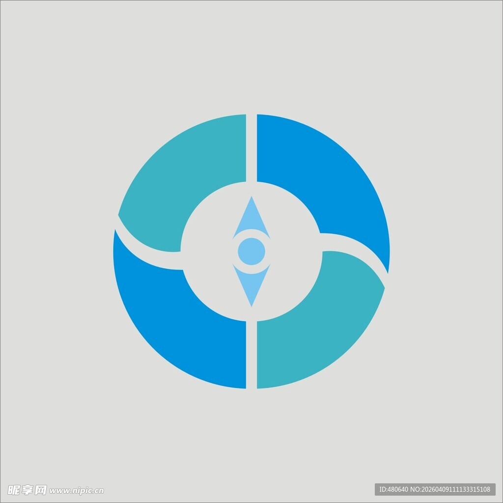 简约蓝调几何圆形标志设计