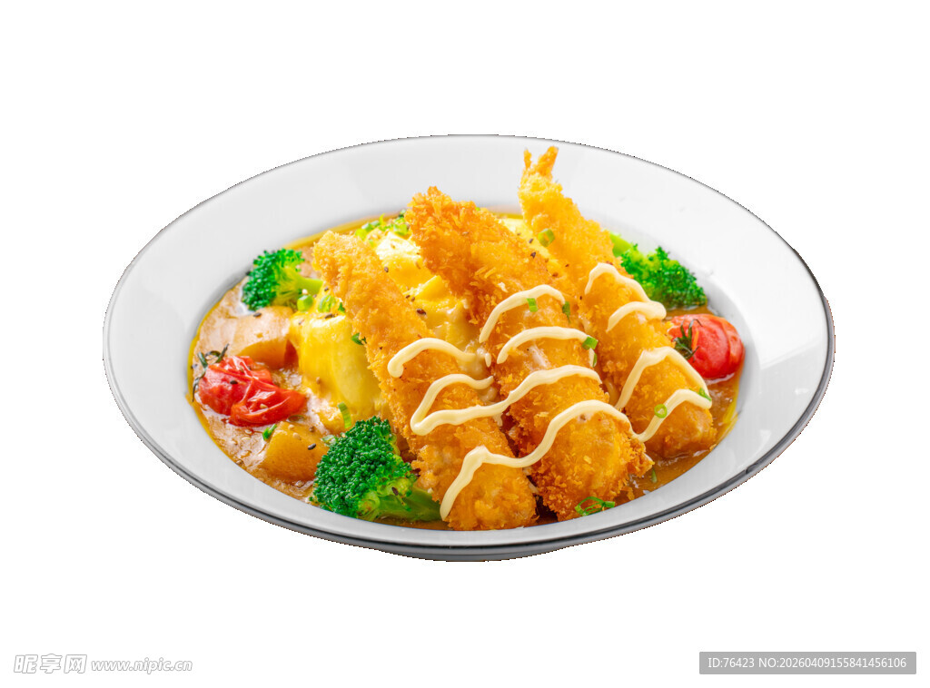 滑蛋咖喱炸大虾饭