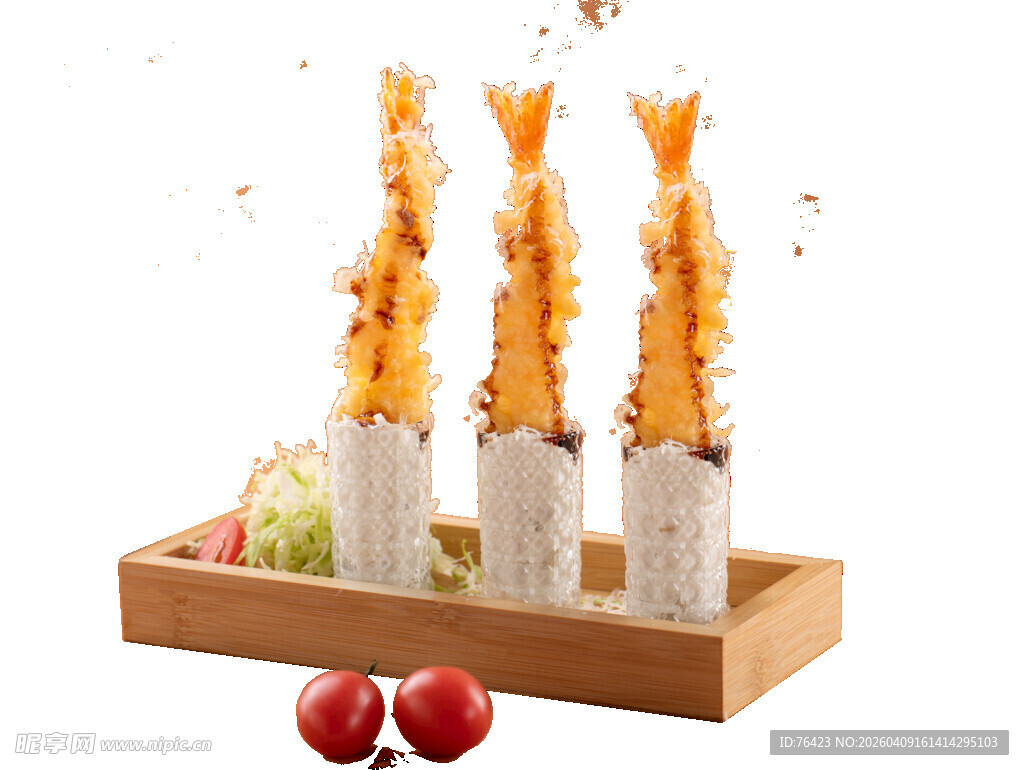 日式天妇罗虾料理摆盘