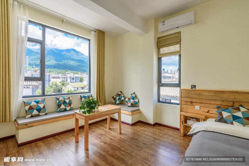 温馨明亮的卧室室内景观