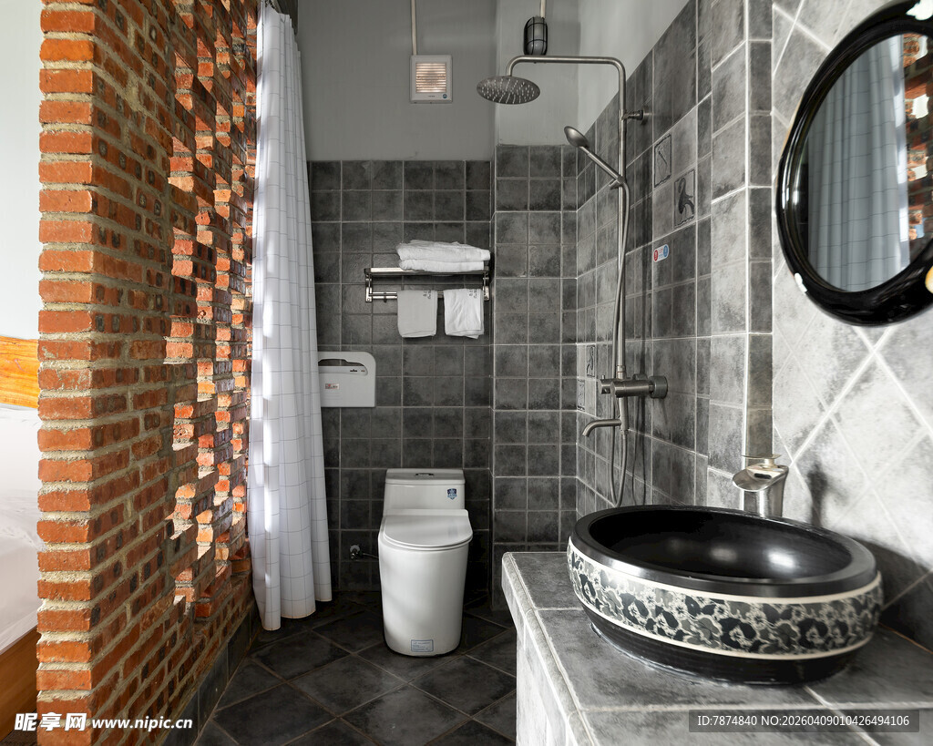 现代风砖砌卫浴空间