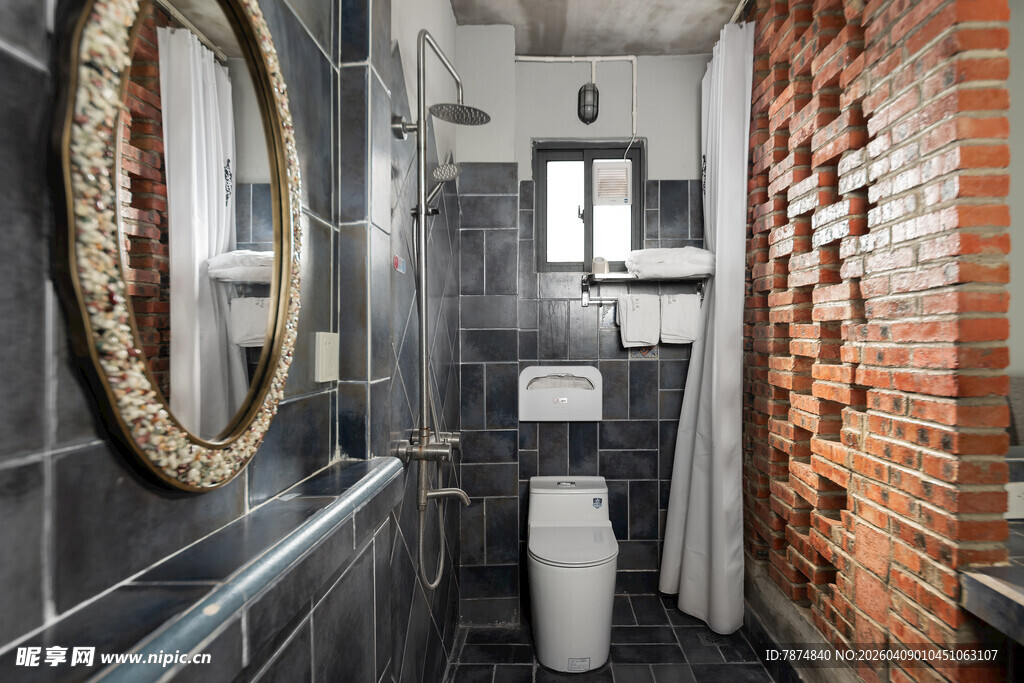 工业风卫生间砖墙设计