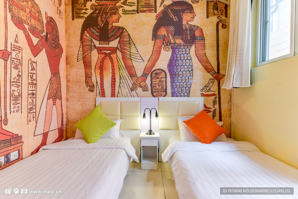 埃及风主题双床卧室