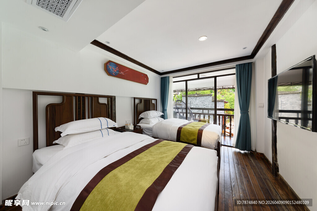 现代简约风格双床卧室