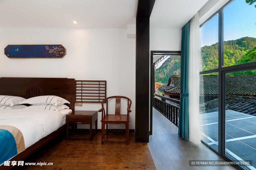 现代简约风卧室带观景阳台