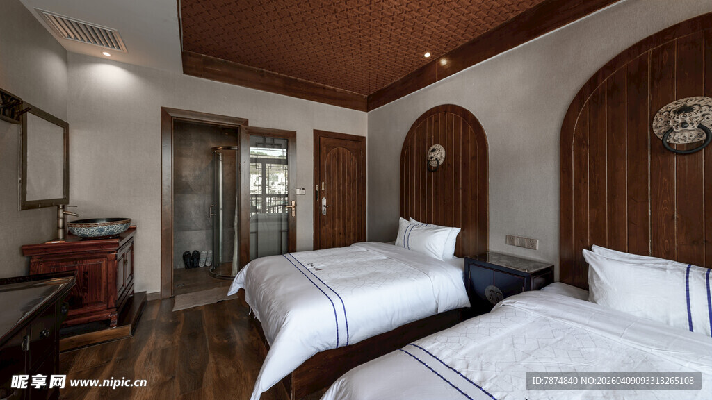 温馨双床卧室室内景致