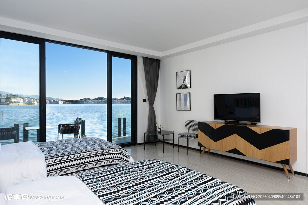 现代简约风海景卧室