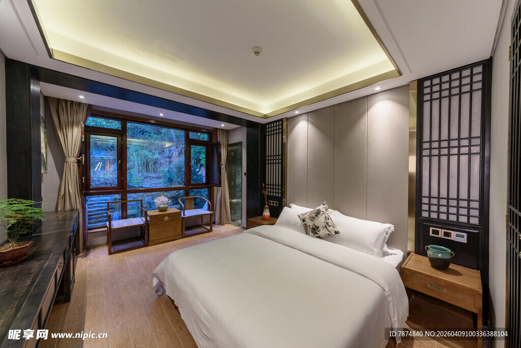 温馨典雅的现代中式卧室