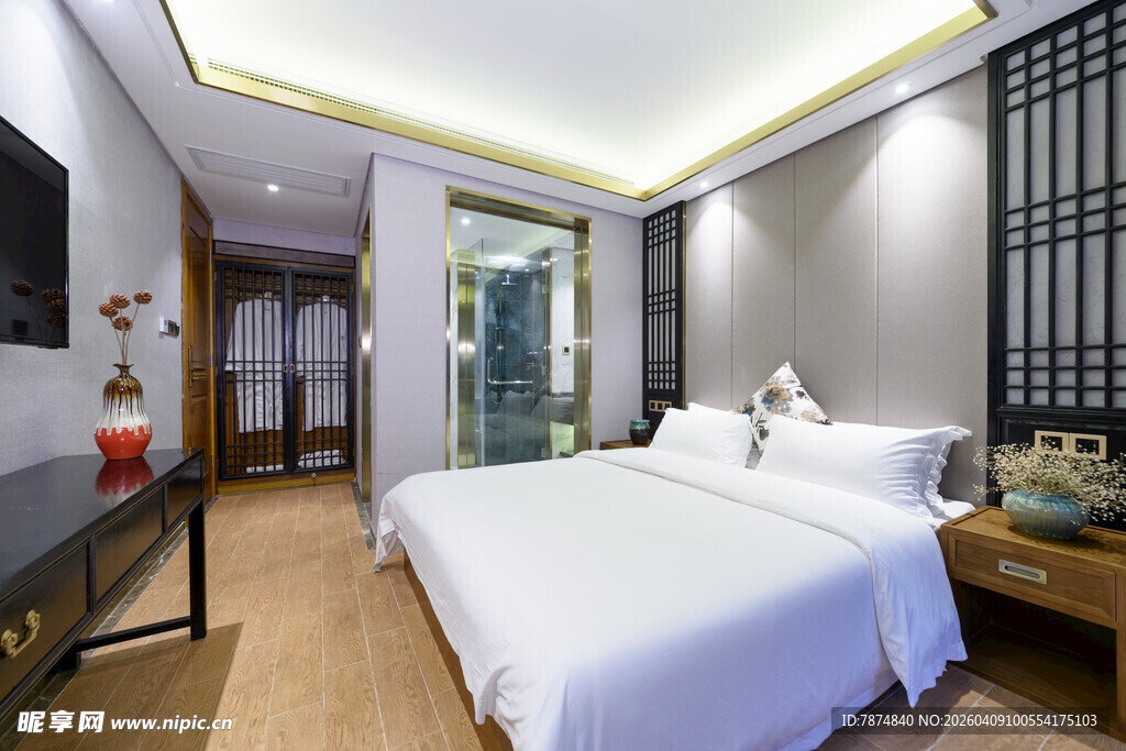 中式典雅风格的舒适客房