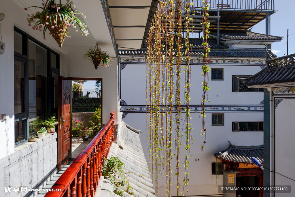 中式庭院阳台景致