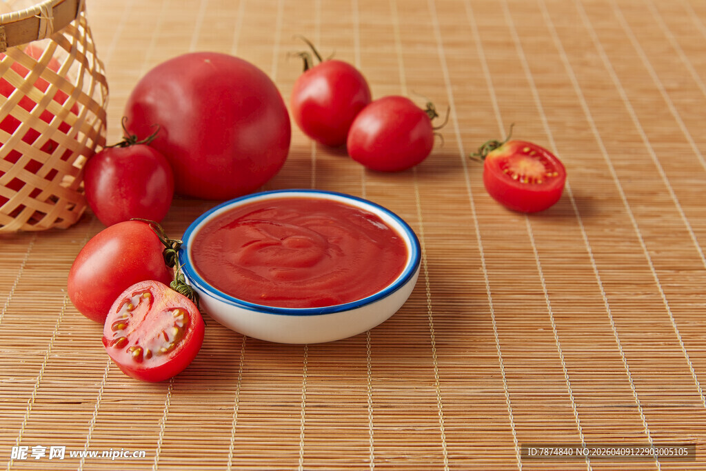 新鲜番茄与美味番茄酱