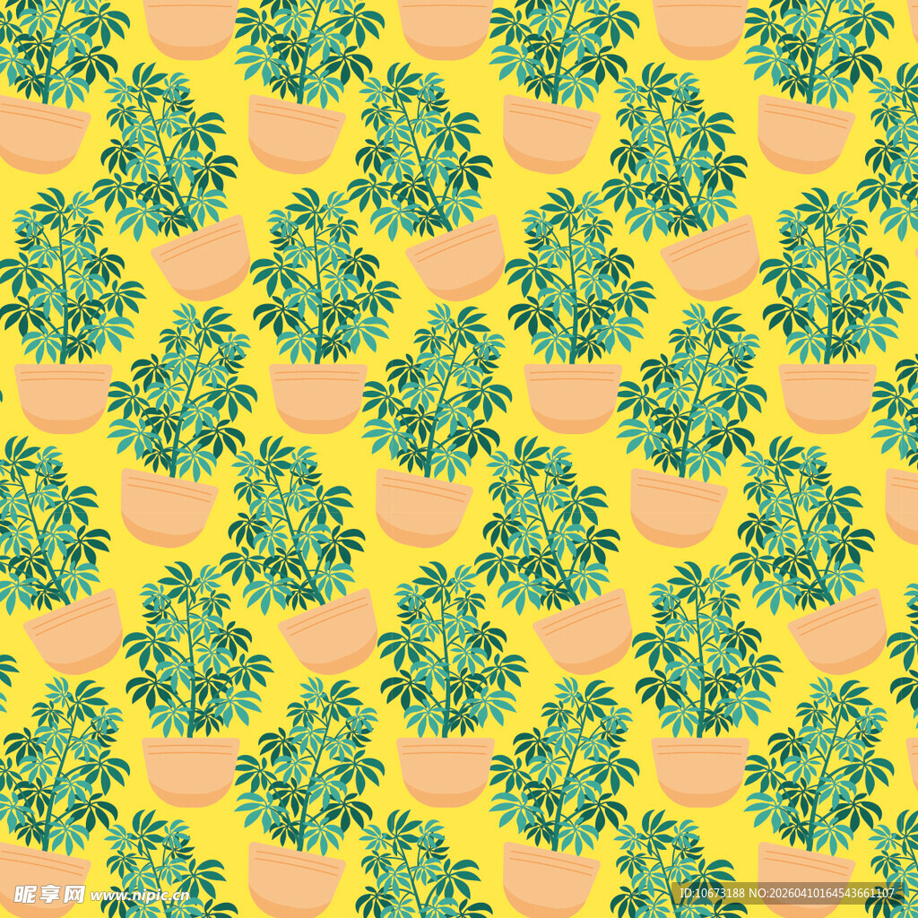 盆栽矢量图案背景