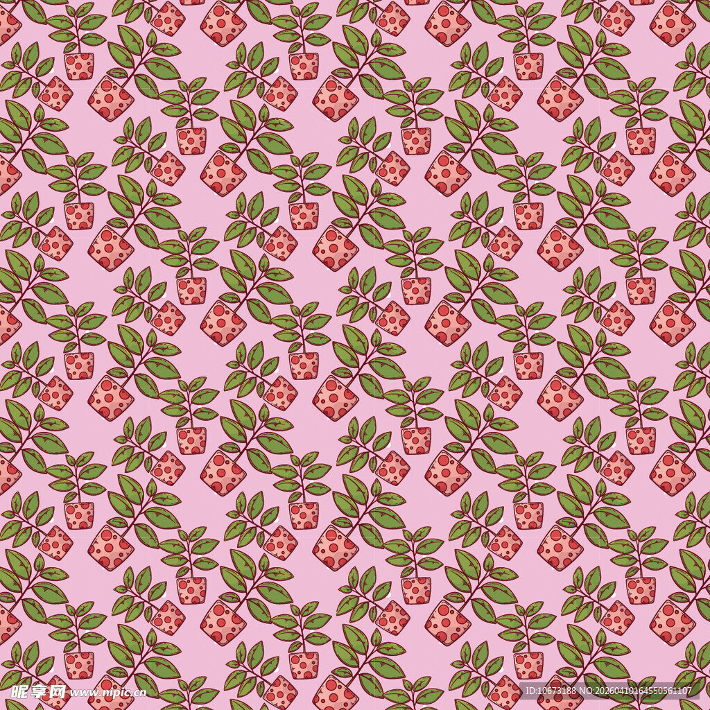 盆栽矢量图案背景