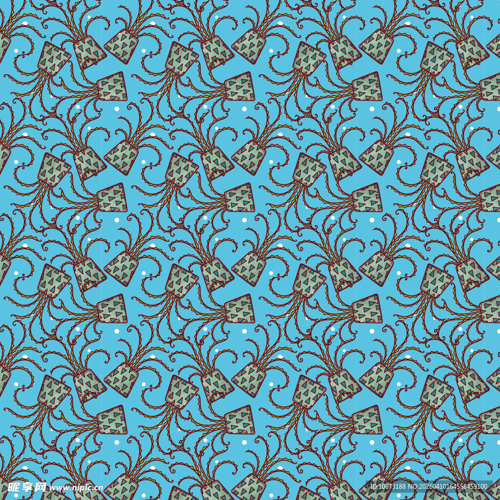 盆栽矢量图案背景