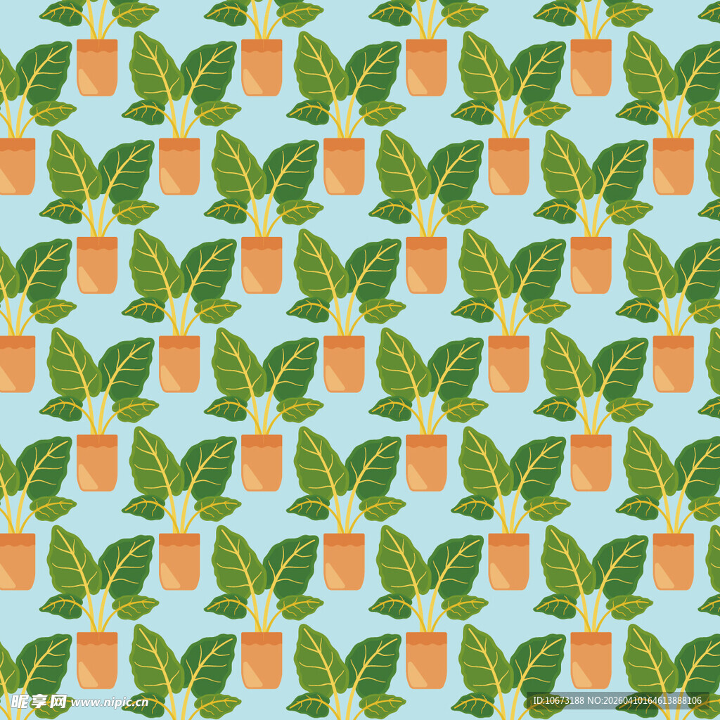 盆栽矢量图案背景