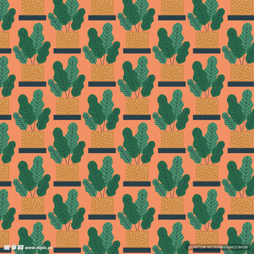 盆栽矢量图案背景