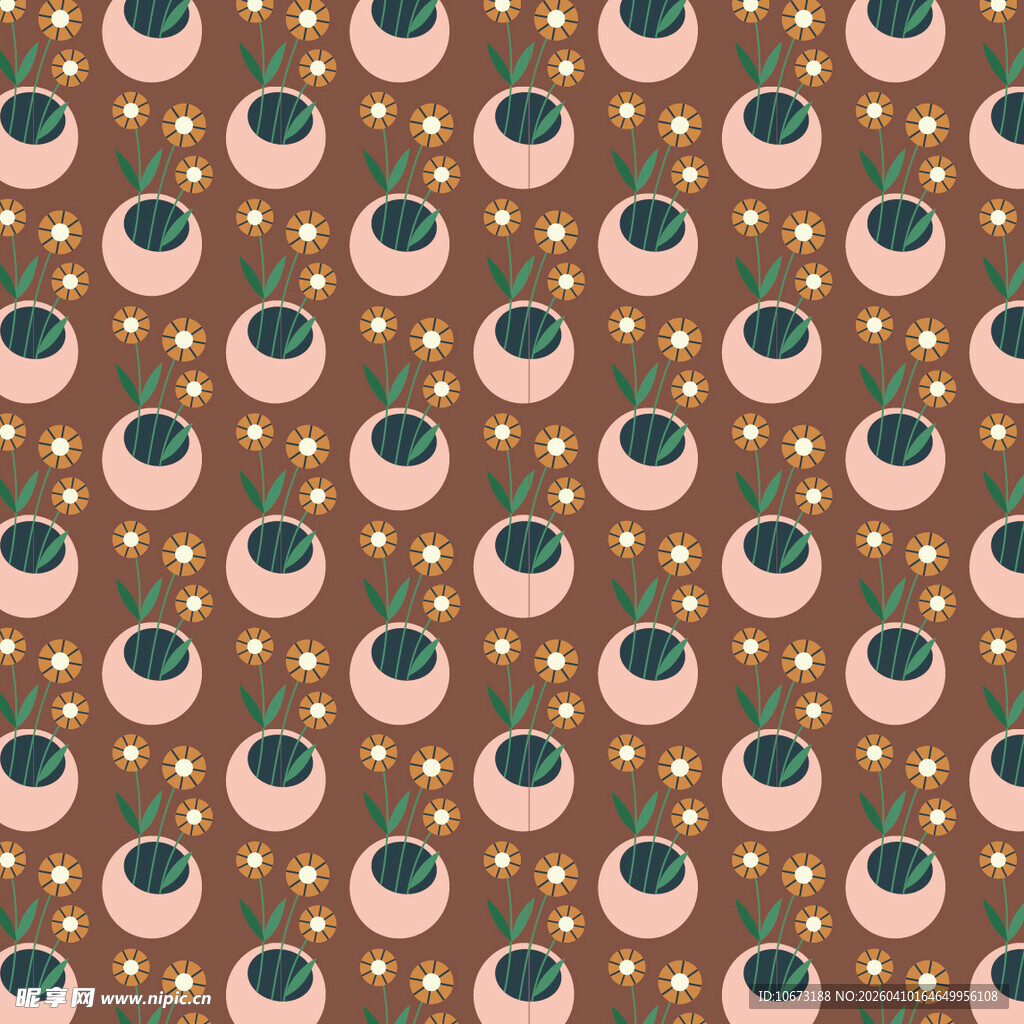 盆栽矢量图案背景