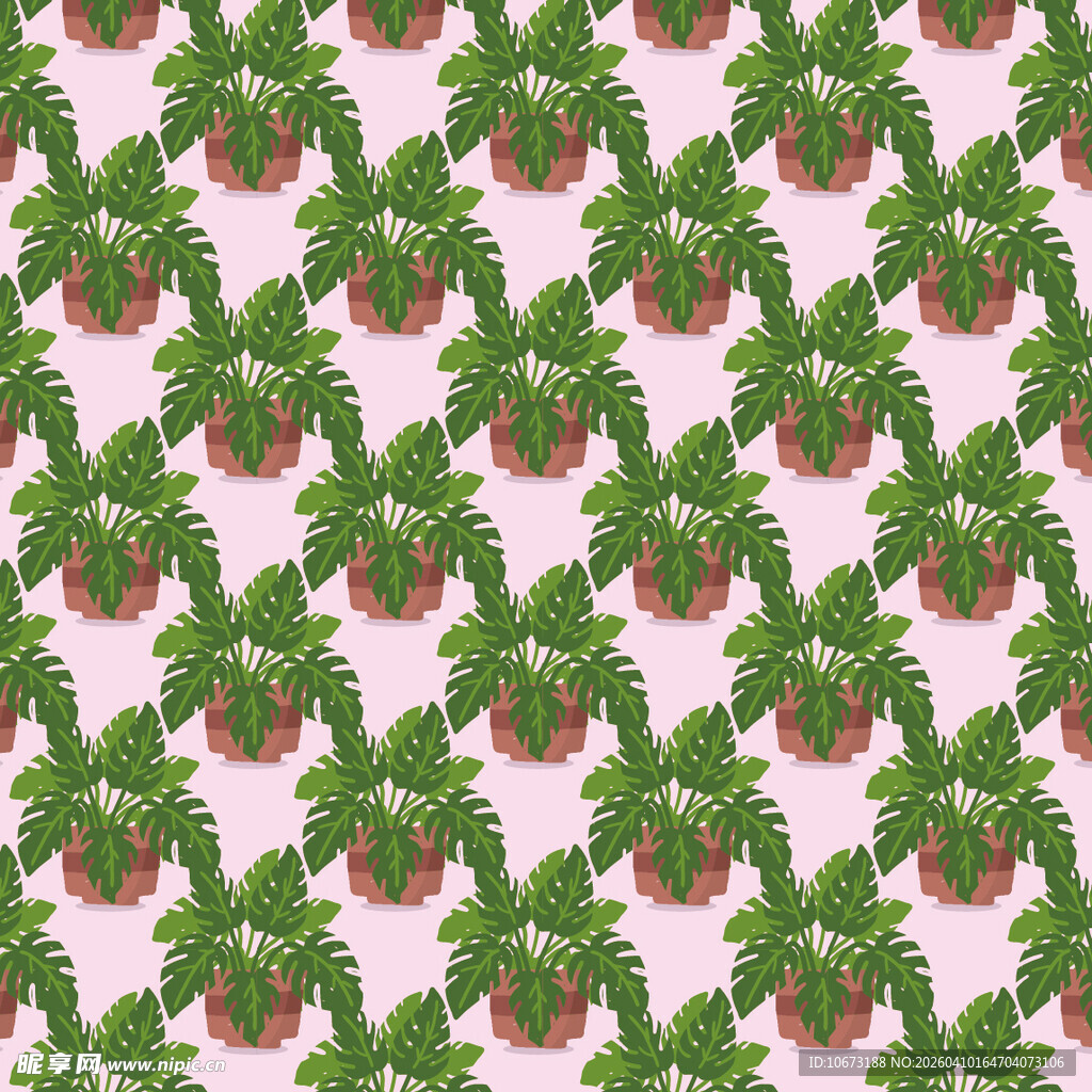 盆栽矢量图案背景