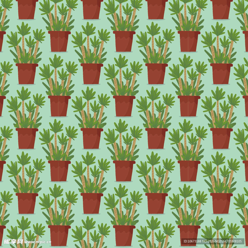 盆栽矢量图案背景