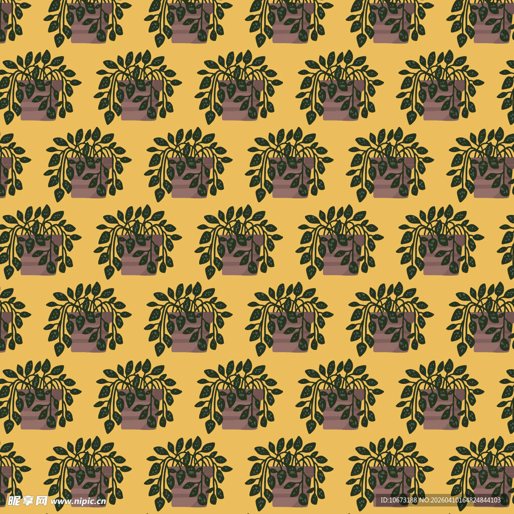 盆栽矢量图案背景