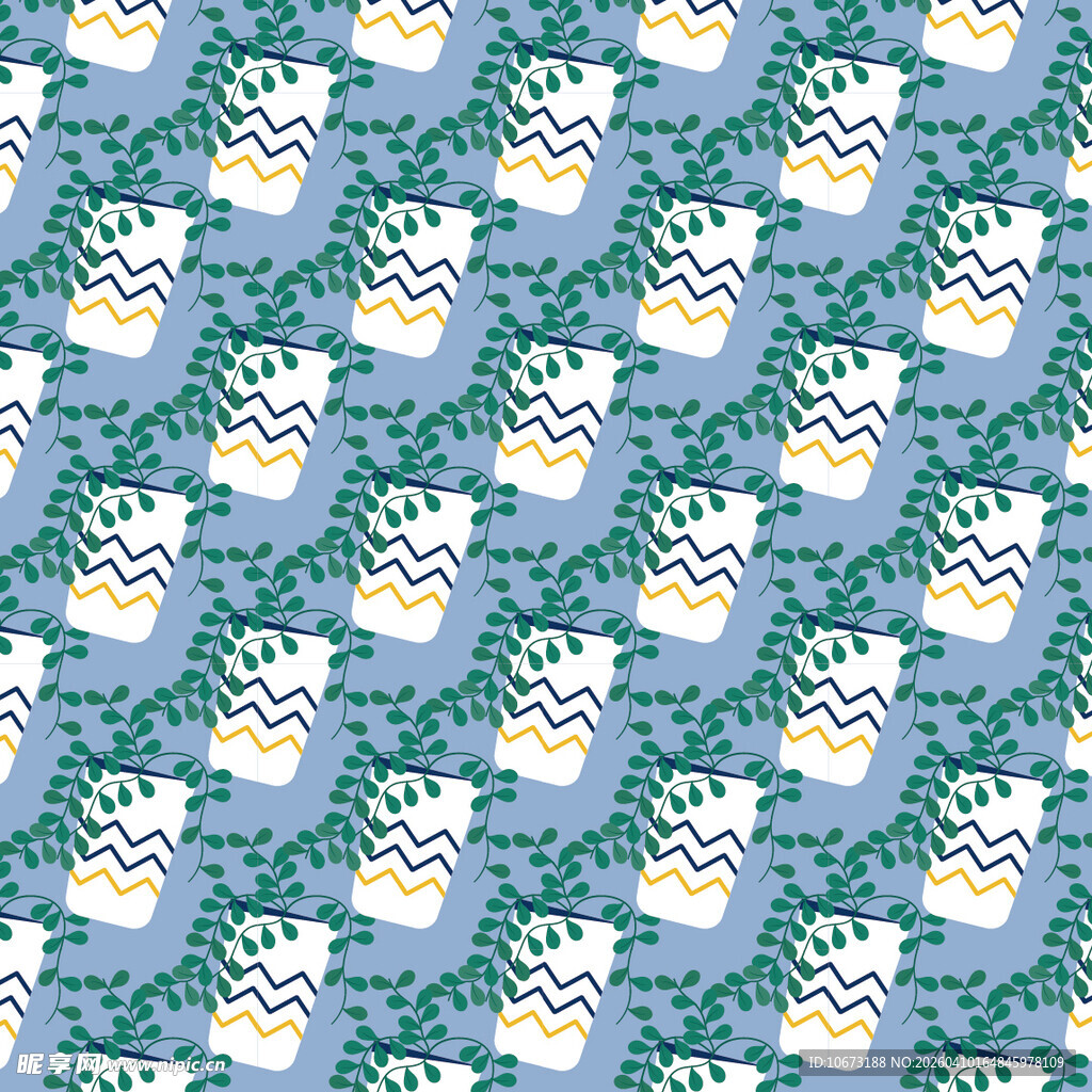 盆栽矢量图案背景