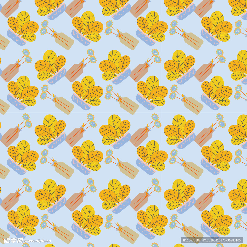 盆栽矢量图案背景