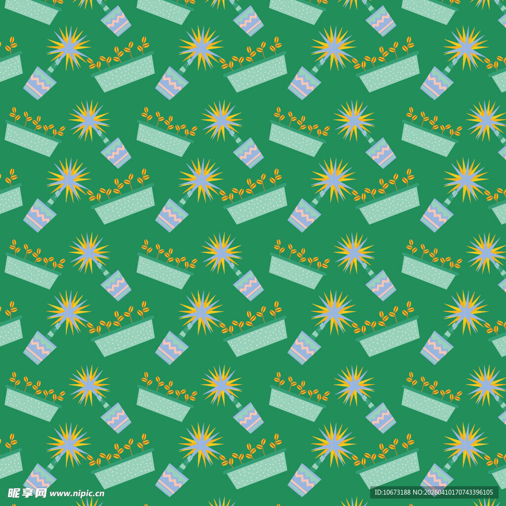 盆栽矢量图案背景