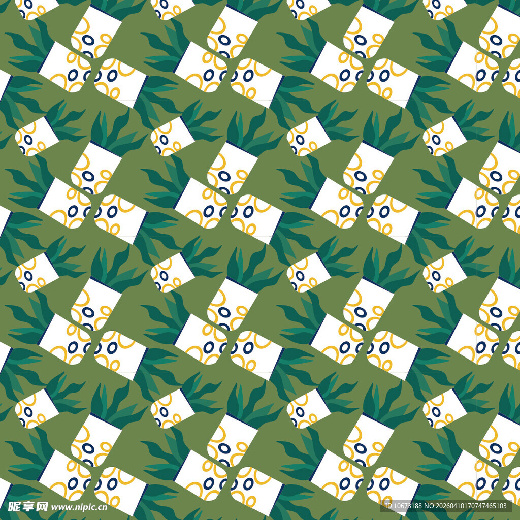 盆栽矢量图案背景