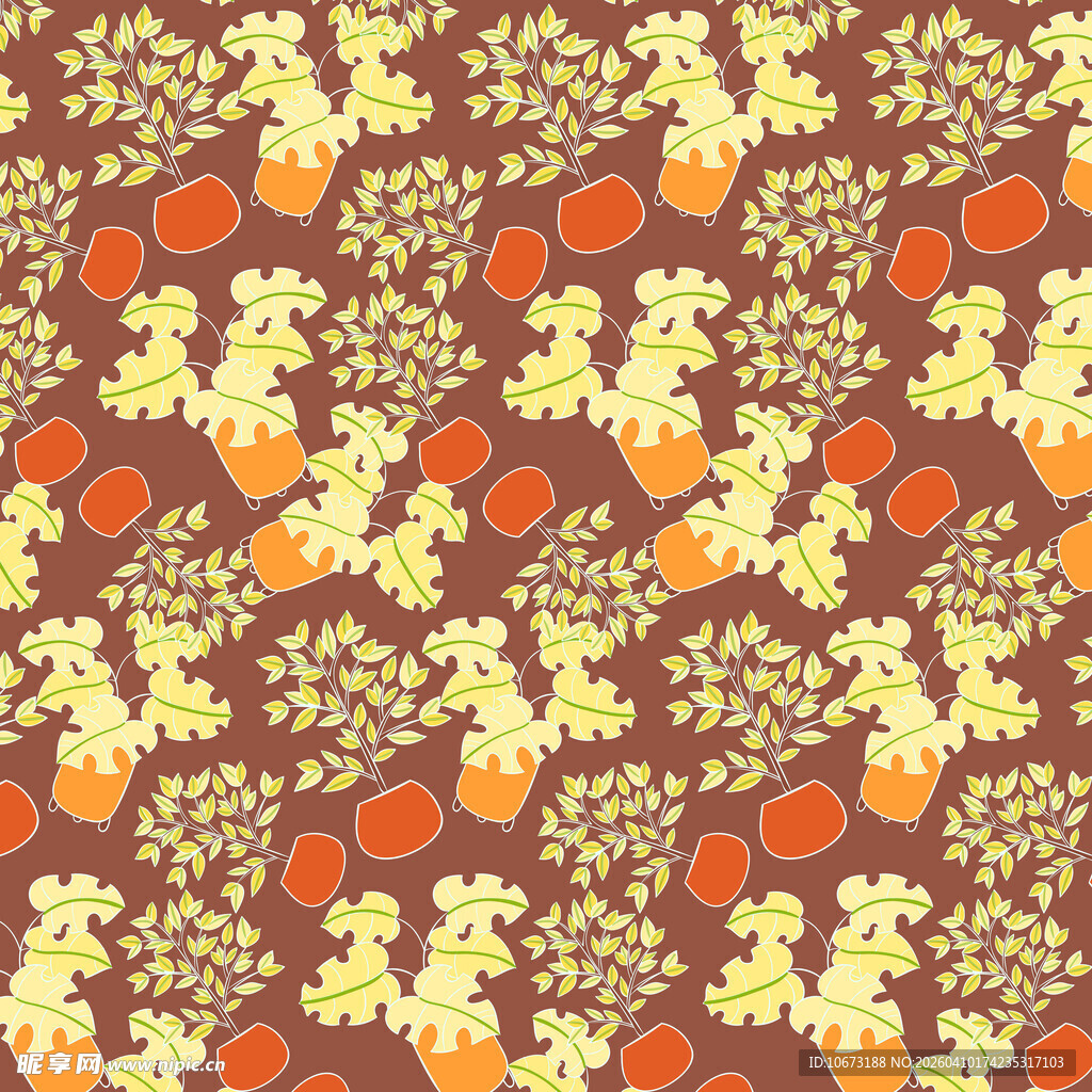 植物盆栽图案背景