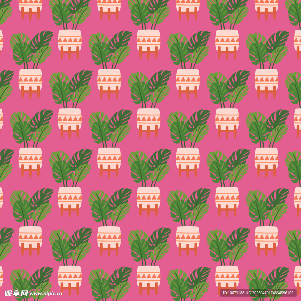 植物盆栽图案背景
