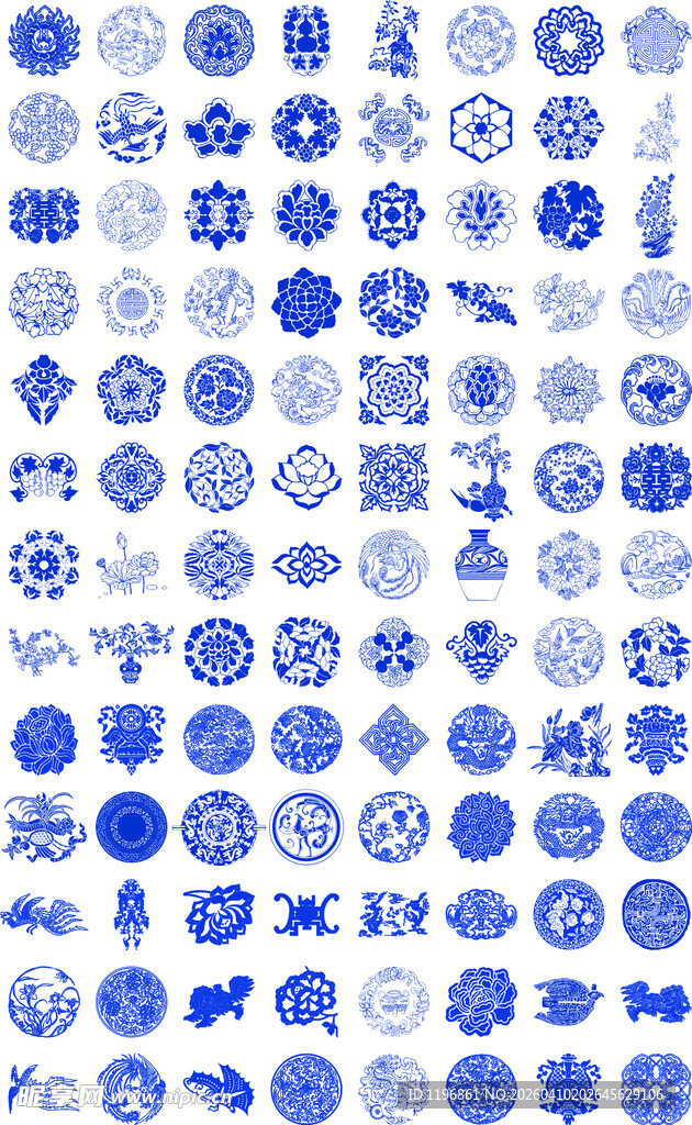 中式 古风色简约图标集合青花瓷