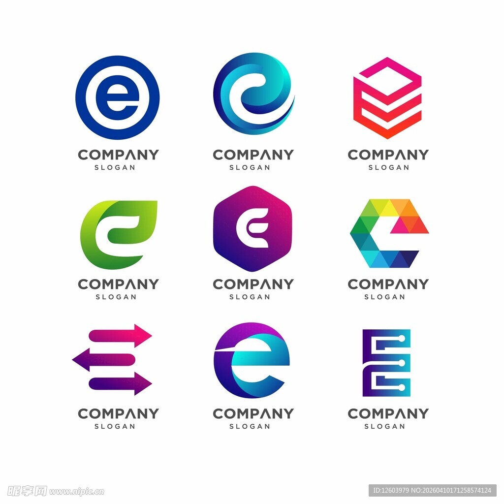多彩字母E标志设计集合