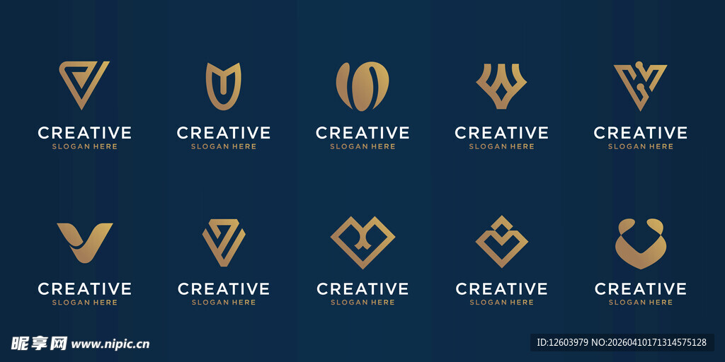 创意金色简约标志设计元素