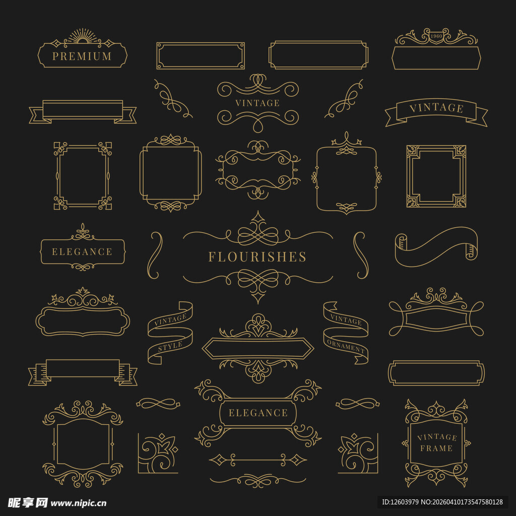 复古金色装饰性边框集合
