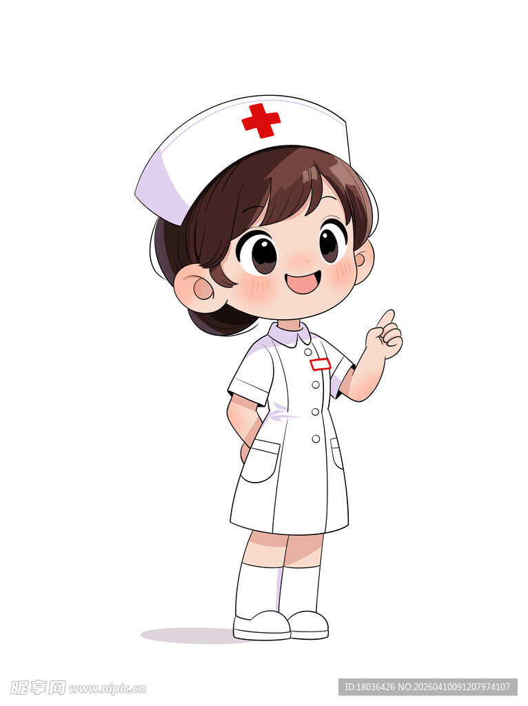 可爱护士女孩打招呼