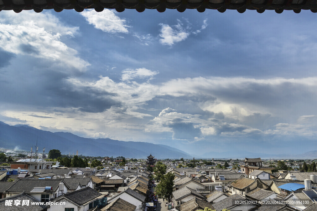 云南大理古城全景
