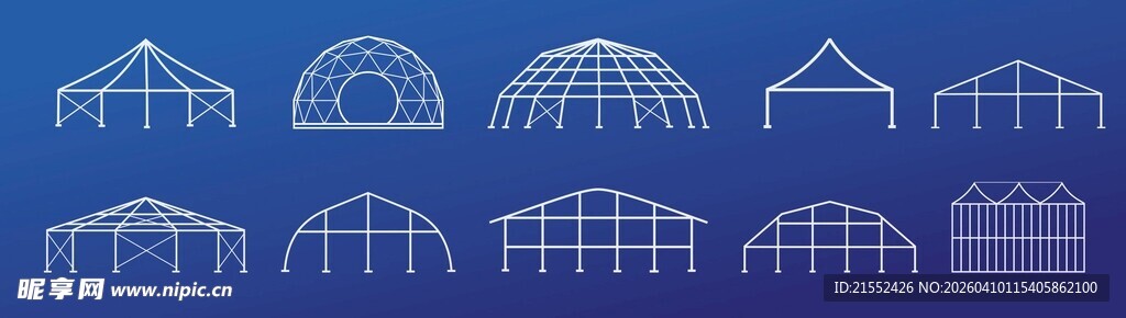 多样拱形帐篷轮廓图