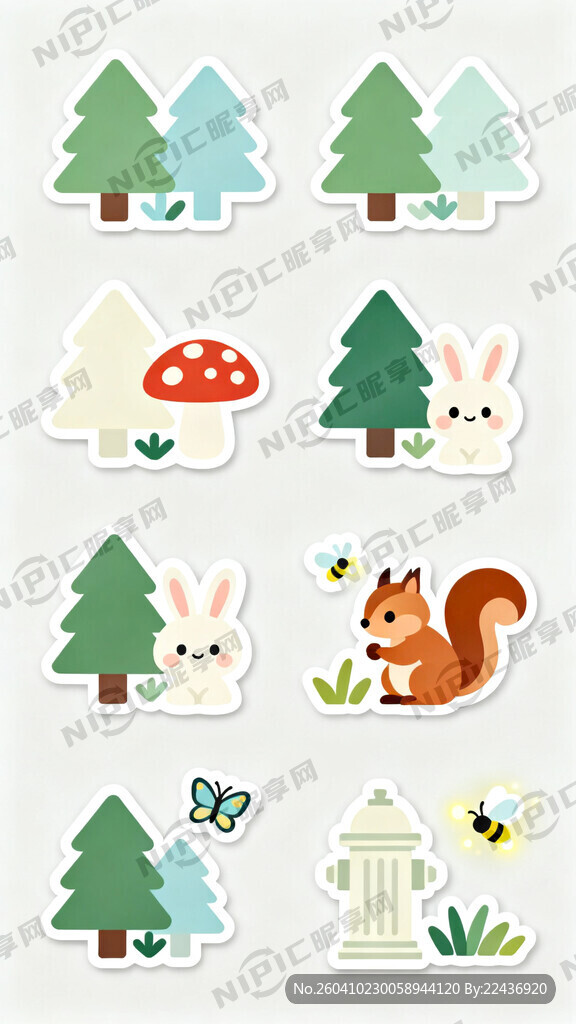 消防栓柜面贴画 小清新森林风