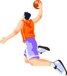 篮球运动员腾空扣篮瞬间